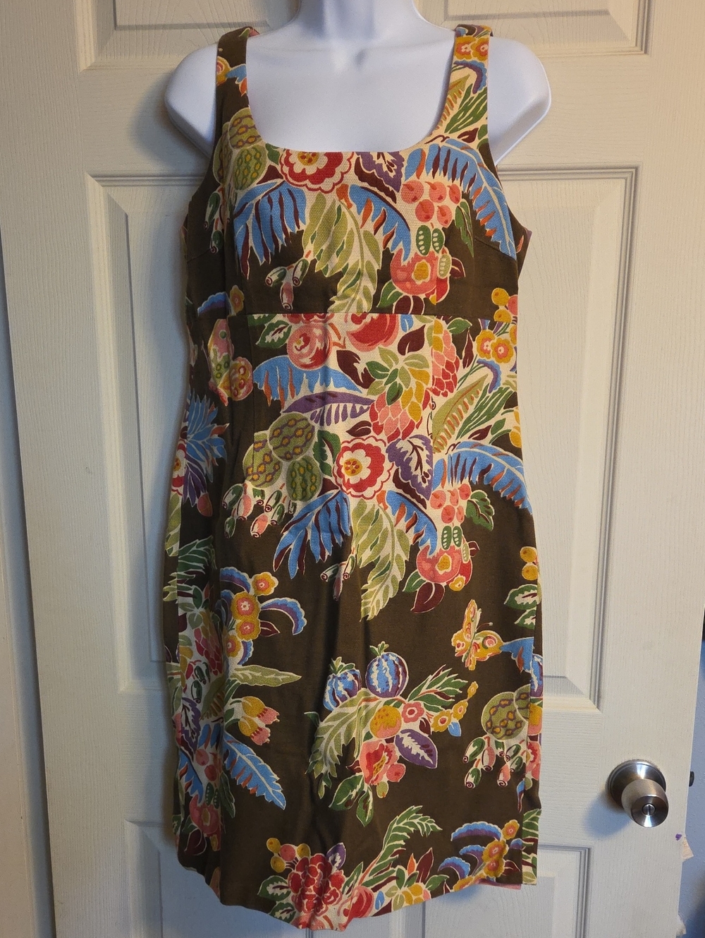 Vintage Talbots Sleeveless Tropical Floral Sheath Dress Size 10